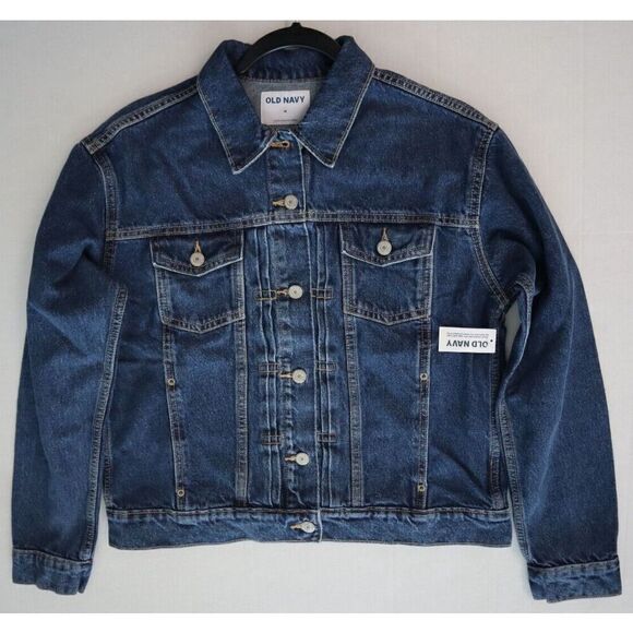 Old Navy 821524-00-1 Women's Sz Medium Blue Dark Wash Denim Jean Jacket - Picture 5 of 5